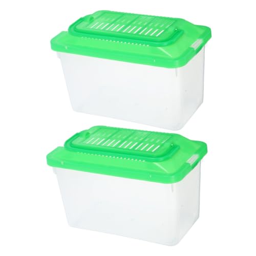 TOYANDONA 2 Stück Tragbarer Reptilien Transportbox Transparent Kunststoff Kleine Terrarium Futterbox mit Griff für Schildkröten Kleintiere Aufzucht und Zucht von TOYANDONA