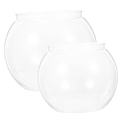 TOYANDONA 2 Stück Transparentes Desktop Aquarium Runde Plastikkugel für Betta Fische und Dekoration Kleines Fischbecken für Büro und Zuhause Kreatives Tischzubehör von TOYANDONA