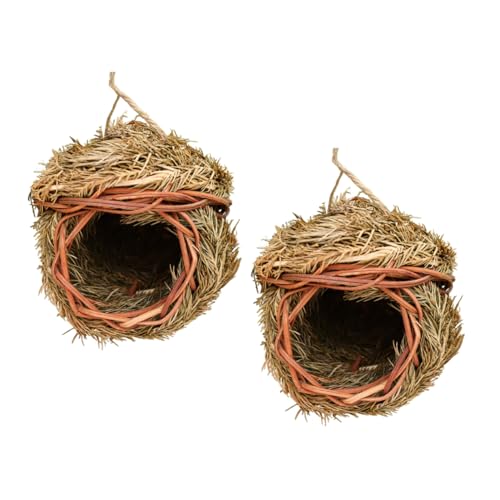 TOYANDONA 2 Stück Vogelnest aus Stroh vogelhaus haustierbett Tierzubehör petbett aus Stroh geflochtene Vogelkäfige Vogelkäfig aus Stroh gewebte Vogelhäuschen gewebter Vogelkäfig Light Green von TOYANDONA