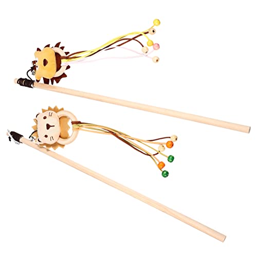 TOYANDONA 2stücke Katzenangel Für Hauskatze Interaktive Katzen Spielzeug Katzenangelstäbe Zum Necken Katzenspielzeug Für Katze Katze Stab Spielzeug Zum Jagen von TOYANDONA
