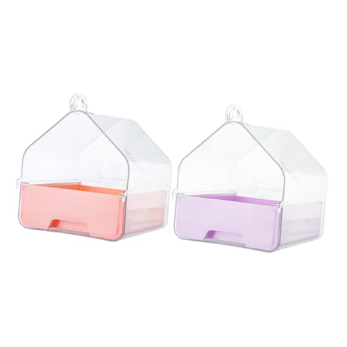 TOYANDONA 2-teilige Vogelbadewanne: Transparente Duschbox Zum Aufhängen Für Käfigpapageien Mit Schubladendesign, Kleine Vogelbadewanne Für Sittiche, Nymphensittiche Und Haustiere von TOYANDONA