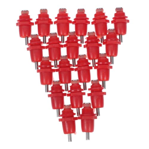 TOYANDONA 20 Stück Für Trinkbrunnen Hühner Trinkwasser Ausrüstung Kükentränke Geflügel Automatische Tränke- Hühnernippel Für Eimer Hühnerwasserer Wachtelwasserer Rot PVC von TOYANDONA