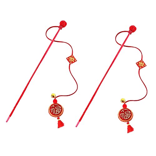 TOYANDONA 2stücke Interaktive Katzenangel Spielzeug Tragbare Teaser-Sticks Für Katzen Dekorative Accessoires Für Kätzchen Und Stressabbau von TOYANDONA