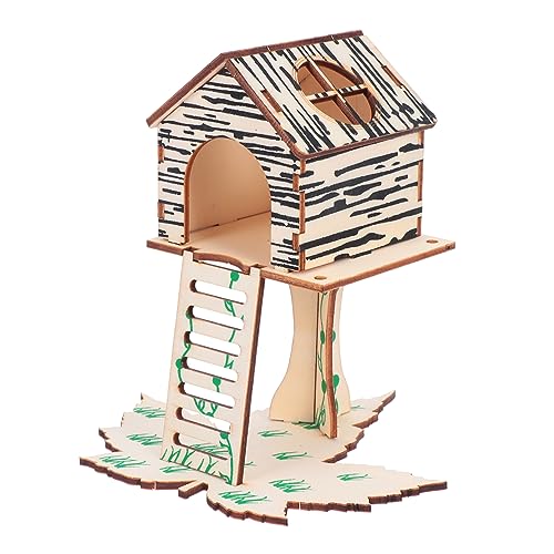 TOYANDONA 2 Stücke Holz Hamsterhaus Klettern Spielzeug Hamsterversteck Hütte für Kleintiere Hamstervilla mit Unterschlupf und Spielplatz für Ratten Zwerghamster Chinchillas von TOYANDONA
