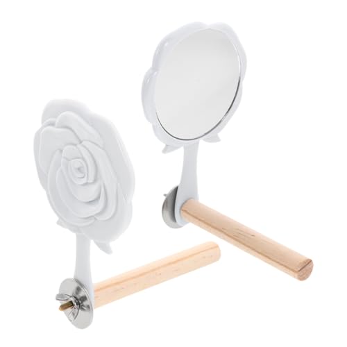 TOYANDONA 2stücke Holz Papagei Vogel Spielzeug Für Sittichkäfig Zubehör Mit Spiegel Design Für Nymphensittich Und Andere Kleine Vögel Zum Krallen Und Klettern von TOYANDONA