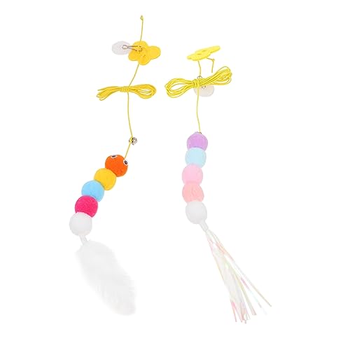 TOYANDONA 2Stücke Katzenspielzeug Interaktiver Katzenteaser mit Verstellbarem Seil für Türrahmen Bunte Katzenangel mit Papiergeräusch und für Kätzchen und Katzen von TOYANDONA
