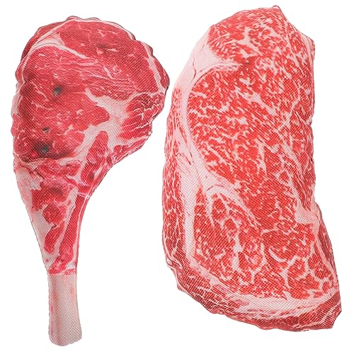 TOYANDONA 2Stücke Künstliche Steak Hundespielzeug Interaktives Kauspielzeug mit Quietschfunktion für Kleine und Große Hunde aus Hautfreundlichem und Oxford von TOYANDONA