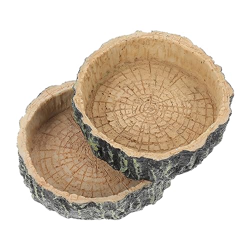 TOYANDONA 2Stücke Reptilien Fütterungsschalen Aus Langlebigem Material Und Korrosionsbeständig Für Schlangen Und Eidechsen Mit Natürlichem Holzdesign von TOYANDONA