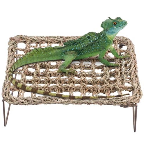 TOYANDONA 2Stücke Reptilien Hängematte Handgewebt aus Naturfasern Stabiler Metallrahmen Pflegeleicht und Abnehmbar für Terrarien und Krabbelbett für Eidechsen und Geckos von TOYANDONA
