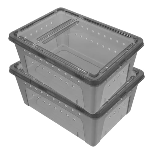 TOYANDONA 2er-Packung Reptilien Terrarium Container Spinne Geckobecken Tarantula -gehäuse Gehege Der Gottesanbeterin Lebensraum Inkubator Kleine Futtertonne Kreativer Futterkorb Plastik Grey TOYANDONA 2er-Packung Reptilien Terrarium Container Spinne Geckobecken Tarantula -gehäuse Gehege Der Gottesanbeterin Lebensraum Inkubator Kleine Futtertonne Kreativer Futterkorb Plastik Grey von TOYANDONA