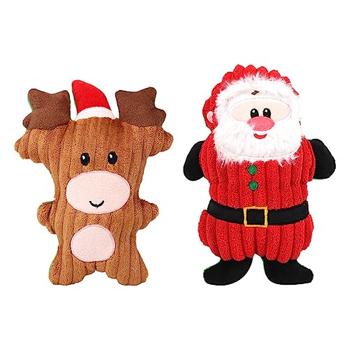 TOYANDONA 2st Haustier Spielzeug Rentier Quietschendes Hundespielzeug Quietschender Weihnachtspudding Weihnachten Gefüllte Puppe Chewer Hundespielzeug Kind Requisiten Stoff Backenzahn von TOYANDONA