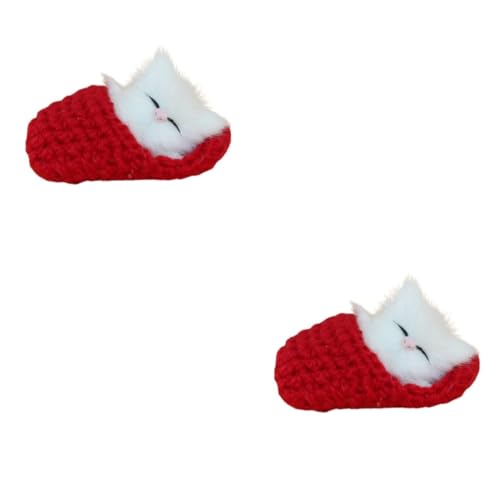 TOYANDONA 2st Mini-plüschtiere Spielzeug Puppenspielsets Schlafende Katze Im Pantoffel Kätzchen Schuh von TOYANDONA