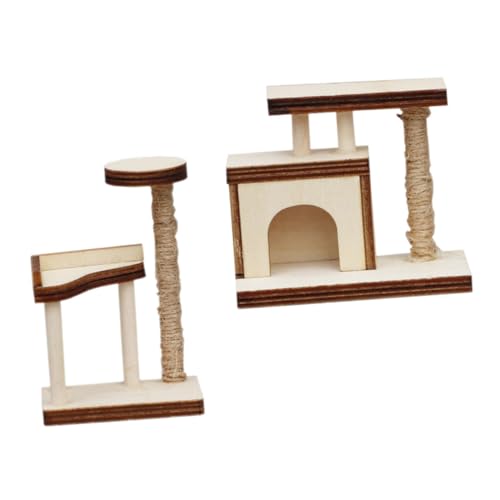 TOYANDONA 2St katzenbaum katzenmöbel Mini-Holzmöbel Puppenhaus-Katzenbett Kratzbaum Modelle Mini-Kratzbäume aus Holz Mini- -Layout-Requisite einfach Katzenturm Requisiten Spielzeugzimmer von TOYANDONA