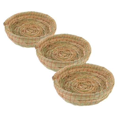 TOYANDONA 3 Stück Haustierbett aus Stroh kaninchenstreu nager kleintierspielzeug Haustier pet Supplies Schlafmatte für Hamster handgefertigtes Nest Hamsterversorgung von TOYANDONA