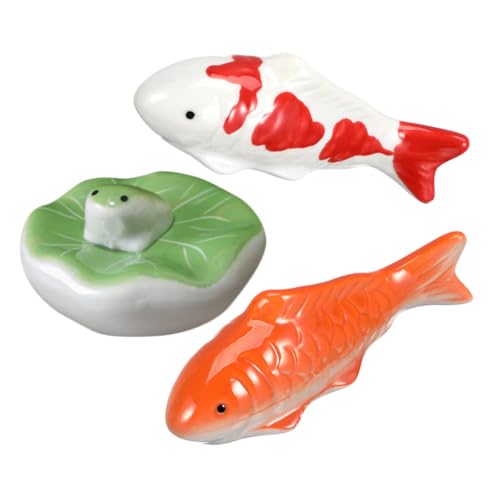 TOYANDONA 3 Stück Keramik Schwimmende Koi-Fische Lebensechte Aquarium Fischfiguren Langlebige Teichdeko Bunte Miniatur Deko für Garten Wohnzimmer und Aquarium von TOYANDONA