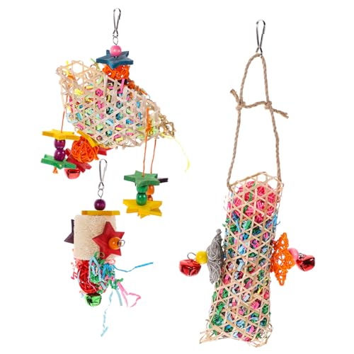 TOYANDONA 3 Stück Papageien Kauspielzeug Vogelspielzeug Für Sittiche Ausgewähltes Papageienspielzeug Schnabel Futtersuchspielzeug Für Den Innenbereich Für Vogelkäfig Vogelspielzeug von TOYANDONA