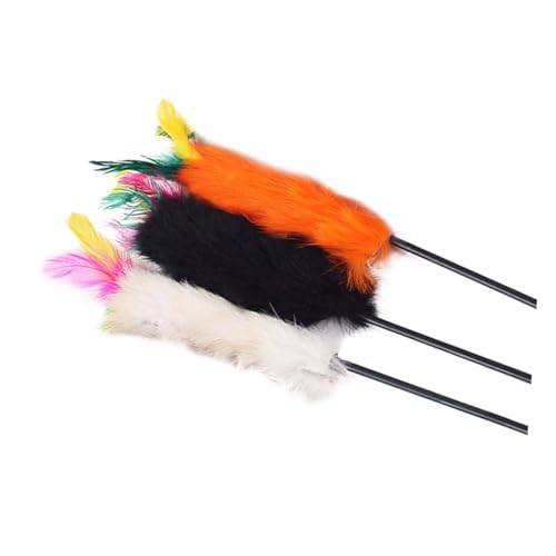 TOYANDONA 3 Stück Teiliges Bunte Katzenangel mit Kaninchenhaar Interaktives Katzenspielzeug für Kätzchen Langlebig Leicht Handlich Fördert Gesundheit und Aktivität Zufällige Zufällige Farbe von TOYANDONA