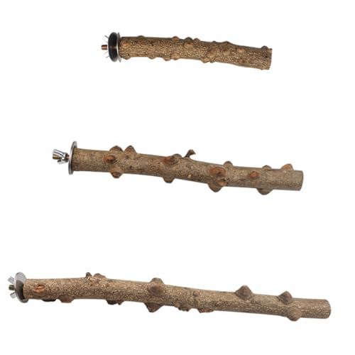TOYANDONA 3 Stück Teiliges Holz Sitzstangen für Vögel Papageien und Kanarienvögel Natürliche Holz Sitzstange zum Klettern und Krallenpflege Langlebig und Sicher für Käfigmontage Innen und von TOYANDONA