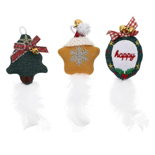 TOYANDONA 3 Stück Teiliges Katzenplüschspielzeug mit Katzenminze Interaktives Katzenspielzeug für Bewegung und Beschäftigung Weiche Plüschköpfe für Katzen und Kätzchen Weihnachtsedition von TOYANDONA