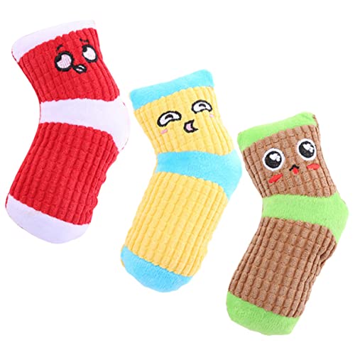 TOYANDONA 3stücke Plüsch Hundespielzeug Quietschende Bissfeste Socken-spielzeuge Für Hunde Robuste Kauspielzeuge Zahngesundheit Bekämpfung Von Langeweile Für Kleine Bis Große Rassen von TOYANDONA