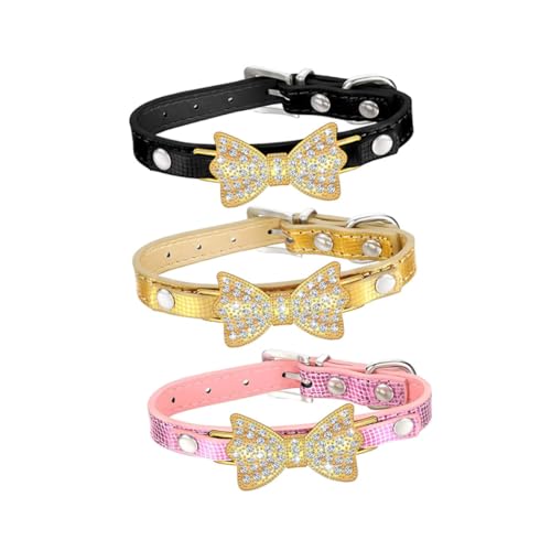 TOYANDONA 3 Stücke Hundehalsband Stichworte Nacken Haustiere Welpe Bogen Für Kragen Zubehör Zartes Haustier Klein Körperpflege Haustier Hals Stylisches Haustierhalsband Katzenhalsband Pu von TOYANDONA