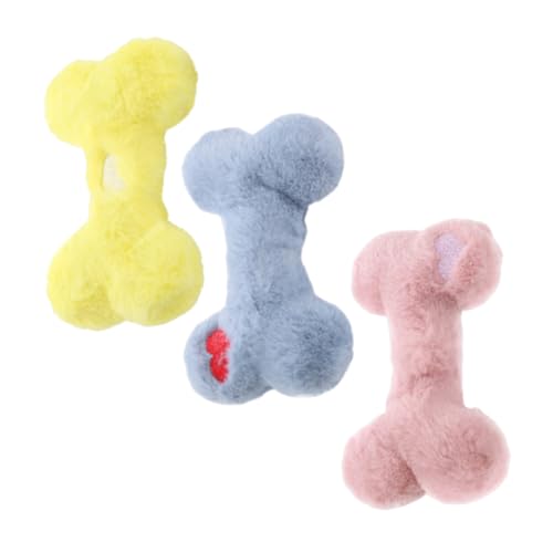 TOYANDONA 3 Stücke Teiliges Hundespielzeug Kauspielzeug mit Quietschfunktion Waschbare Weiche Plüsch Knochenform Mittelgroßes Interaktives Welpen Zahnungsspielzeug für Langanhaltenden von TOYANDONA