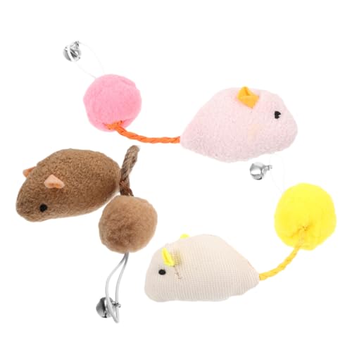 TOYANDONA 3 Teiliges Set Plüschmaus Katzenspielzeug Katzenmäuse Jagdspielzeug Rattenball Katzenmäuse Spielspielzeug Rattenspielzeug Mit Glöckchen Katzenball Für Den Innenbereich von TOYANDONA