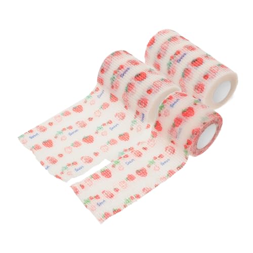 TOYANDONA 3Rollen Selbstklebende Haustierbandage Atmungsaktiv Für Katzen Und Kleine Wundversorgung Und Pfotenschutz Süßes Erdbeermuster Anzubringen von TOYANDONA