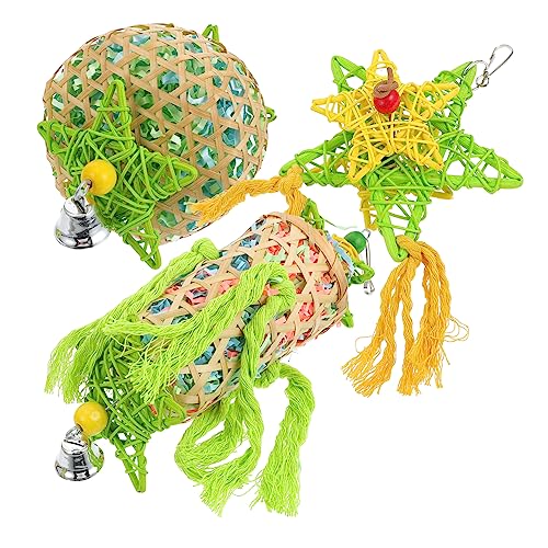 TOYANDONA Kauspielzeug für Papageien 3 Stücke Beißspielzeug aus Natürlichem Material Sicheres Kau und Spielzeug für Vögel Fördert Gesunde Zähne Geeignet für Nymphensittiche und Conures von TOYANDONA