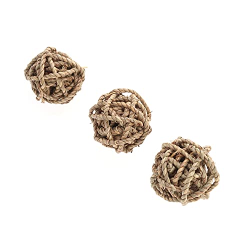 TOYANDONA 3stücke Gewebter Runder Rattanball Aus Holz Und Rattan Handgeflochtener Strohball Als Spielzeug Für Vögel Geeignet Für Papageien Sittiche Und Nymphensittiche von TOYANDONA