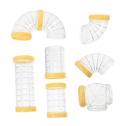 TOYANDONA 4 Sätze Hamster Röhren Set Teilig Gelb DIY Außenrohr mit Verstärktem Tunnelmund Langlebig Einfach zu Reinigen Flexibel Kombinierbar für Abwechslungsreiche Hamsterspiele im Käfig von TOYANDONA