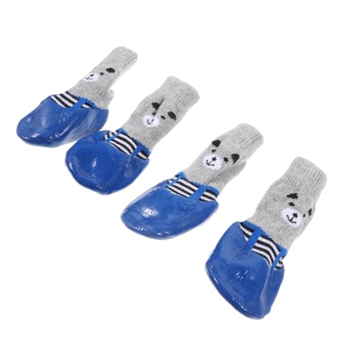 TOYANDONA 4 Stück Austauschbare Hundesocken Beleg Stiefeletten Pfoten Hundeschuhe Abriebfeste Baumwollsocken Waschbare Haustiersocken Kompakte Baumwollsocken Welpenbedarf Sky-Blue Baumwolle von TOYANDONA