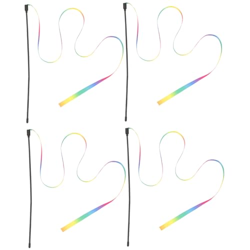 TOYANDONA 4stücke Interaktives Katzenspielzeug Mit Regenbogenband Katzenangel Katzenband Für Hauskatzen Zum Jagen Schlagen Und Spielen von TOYANDONA