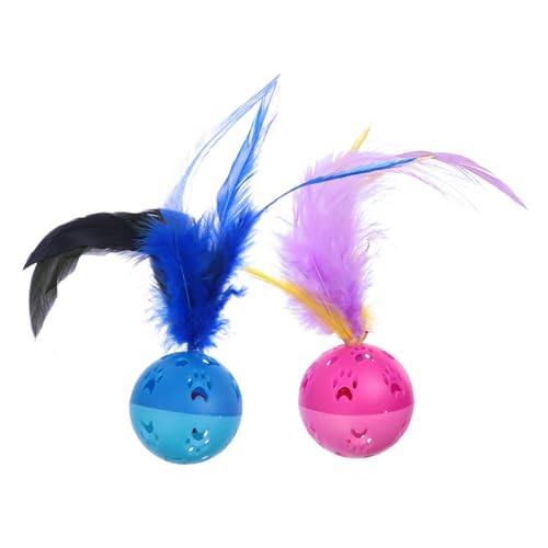 TOYANDONA 4 Stück Glockenball -Katzenspielzeug Cat Treat Toy Kätzchen kauert Feder drinnen Katzenspielzeug Mäuse anregend Katzenball für Haustiere Plastik von TOYANDONA