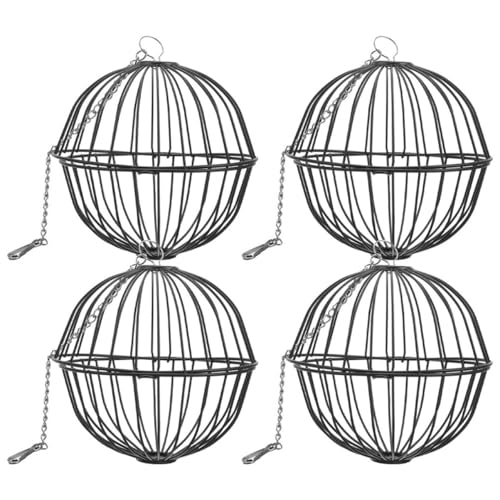 TOYANDONA 4 Stück Hamsterkäfig Futterautomat Für Haustiere Hasenfutter Kaninchen Hängender Grasball Kaninchengras-futterball Kaninchenversorgung Spender Häschen-Feeder Rostfreier Stahl Black von TOYANDONA