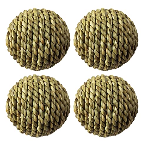 TOYANDONA 4 Stück Haustier Stroh Ball Meerschweinchen-kaubälle Rattan Geformt Geflochtenes Gras Seegras Hamster-laufball Stroh Haustierspielzeug Beißspielzeug Heu Drinnen Green von TOYANDONA