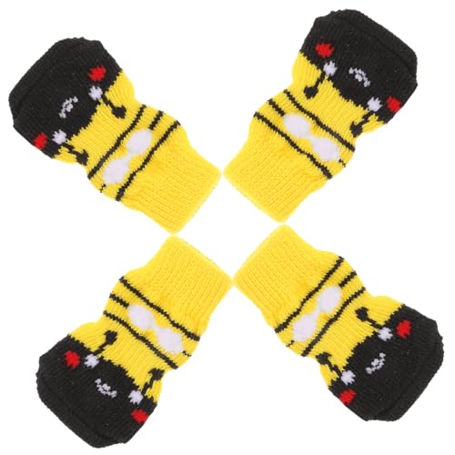 TOYANDONA 4 Stück Haustier socken hundesocken Dog Socks Schutz Hundepfote Pfoten groß Beschützer Abriebfeste Baumwollsocken kompakte Haustiersocken Welpenbedarf Hundezubehör Baumwolle Yellow von TOYANDONA