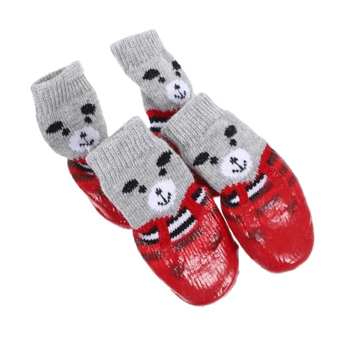 TOYANDONA 4 Stück Haustier wasserdichte Schuhe und Socken Anti-Rutsch-Pfotenpolster für Hunde Hundeschuhe für heißes Pflaster rutschfeste Socken für Hunde Baumwolle rot TOYANDONA 4 Stück Haustier wasserdichte Schuhe und Socken Anti-Rutsch-Pfotenpolster für Hunde Hundeschuhe für heißes Pflaster rutschfeste Socken für Hunde Baumwolle rot von TOYANDONA