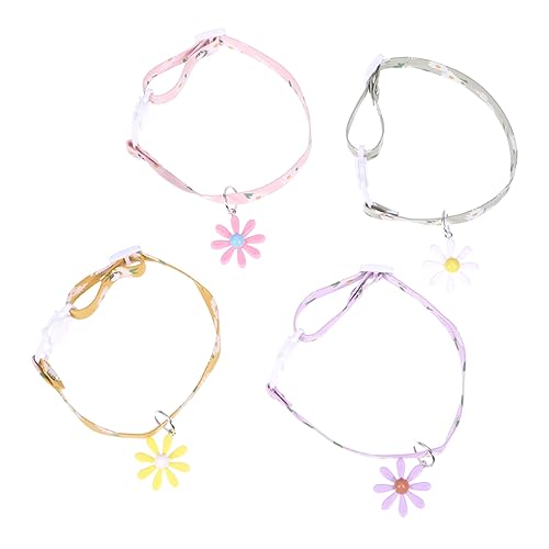 TOYANDONA 4 Stück Haustierhalsband winzig Katzenhalsband drinnen einstellbar kuschelig rolf zuckowski Weihnachten Kätzchen-Gänseblümchen-Kragen Verstellbarer Kätzchenkragen Baumwolle von TOYANDONA