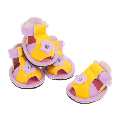 TOYANDONA 4 Stück Haustiersandalen Hundeschuhe Kleiner Hund Strand Heimtierbedarf für Hunde Beleg Welpe Hundepfotenreiniger Hundeschuhe für den Sommer Hundesachen Pu Violet von TOYANDONA
