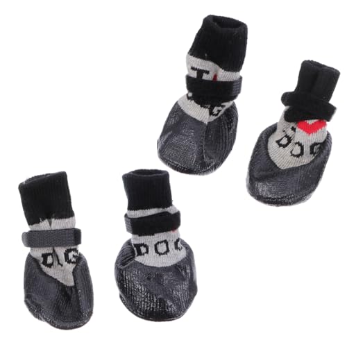 TOYANDONA 4 Stück Haustierschuhe Pfotenschuhe Hunde Anti Rutsch Stiefel Haustiersocken Hundesocken Wolle Hundesocken Hundepfotenschutz Welpenstiefel Welpensocken Haustierstiefel von TOYANDONA
