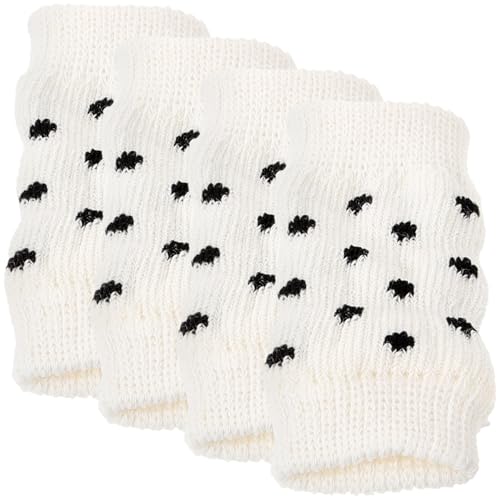 TOYANDONA 4 Stück Haustiersocken Gestrickt Hund Welpe Pfote Oberschenkel Wickeln Wärmer Groß Ärmel Klein Gamaschen Beinabdeckungen Für Haustiere Haustierbedarf Schuhschutz Baumwolle Weiß von TOYANDONA