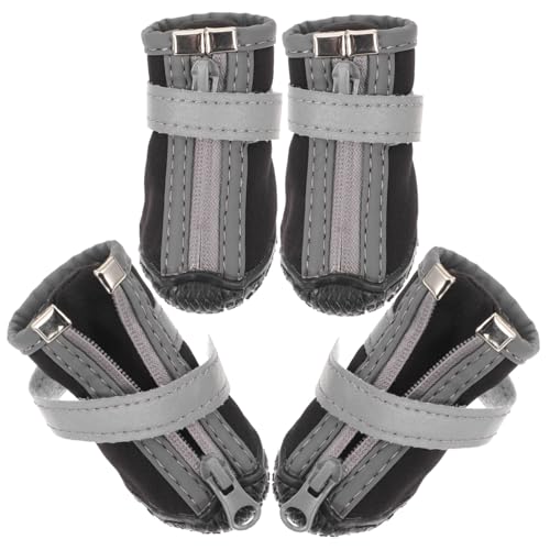 TOYANDONA 4 Stück Hundestiefel Outdoor Kleine Schuhe Hundeschutz Wasserstiefel Pfoten Kurze Stiefel Hundewinterstiefel Hundeschneestiefel Hunderegenstiefel Welpenstiefel Stoff Schwarz von TOYANDONA