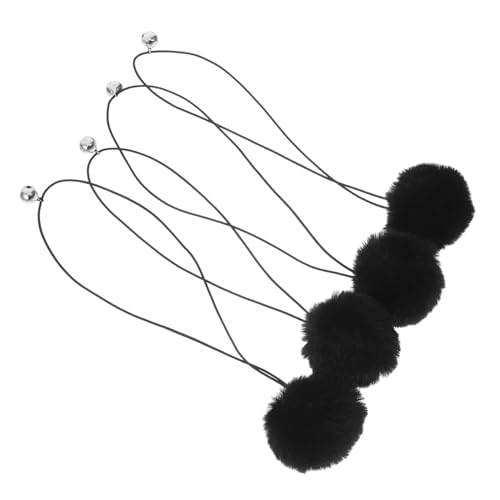 TOYANDONA 4 Stück Katzenkratzbaum Ersatzball Katzenkratzbaum Ball Glocke Interaktiver Katzenball Katzenbälle Mit Seil Interaktive Katzenbälle Katzenbehänge Schwarzer Plüsch von TOYANDONA