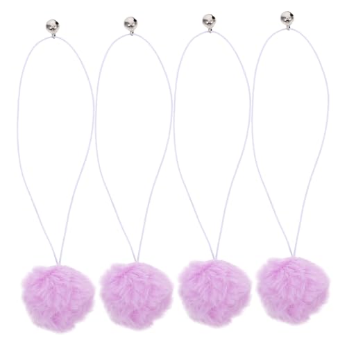 TOYANDONA 4 Stück Katzenkratzbaum Ersatzball Katzenkratzbaumball Glocke Interaktiver Ball Bäume Hängeball Katzenbälle Mit Glocke Katzenbaumler Violetter Plüsch von TOYANDONA