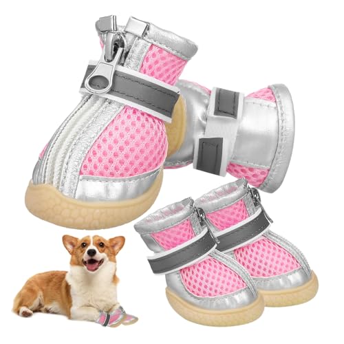 TOYANDONA 4 Stück Kleine Hunde Schuhe Atmungsaktive Hundestiefel für Heiße Oberflächen rutschfeste Sohle für Outdoor Aktivitäten Schützend und Bequem für Sommer und Winter von TOYANDONA