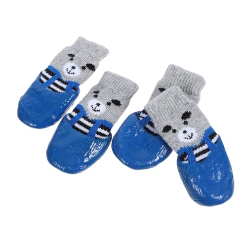 TOYANDONA 4 Stück Kompakte Baumwollsocken Greifergriffe Hundeschutz Pfoten Booties Für Zubehör Haustier Verhindern wasserdichte Tragbare Baumwollsocken Blau von TOYANDONA