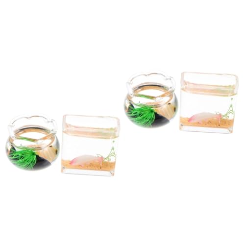 TOYANDONA 4 Stück Mini-Glas-Koi Miniaturbücher Innenausstattung Zubehör Spielzeuge Modelle Mini-Hausaquarium Miniatur-Aquarium Haushalt Spielzeugzimmer kleines Glas Goldfischglas schmücken von TOYANDONA