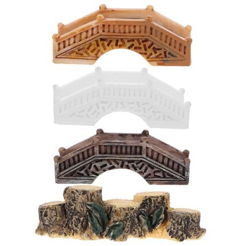 TOYANDONA 4 Stück Miniatur Gartenbrücke aus Robustem Kunststoff Dekorative Mini Bogenbrücken für Bonsai Miniaturgärten Terrarien und Wohnräume Detailreich Handgefertigt Vielseitig von TOYANDONA