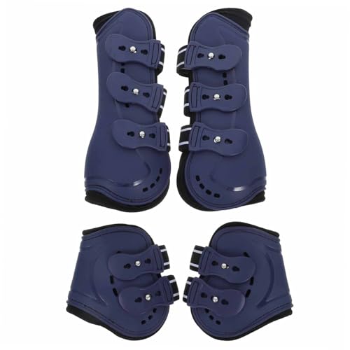 TOYANDONA 4 Stück Pferdegamaschen Teiliges Atmungsaktive PU Schutzstiefel mit Verstellbarem Öffnung für Springreiten und Training Langlebige und Komfortable Beinprotektoren für Verschiedene von TOYANDONA